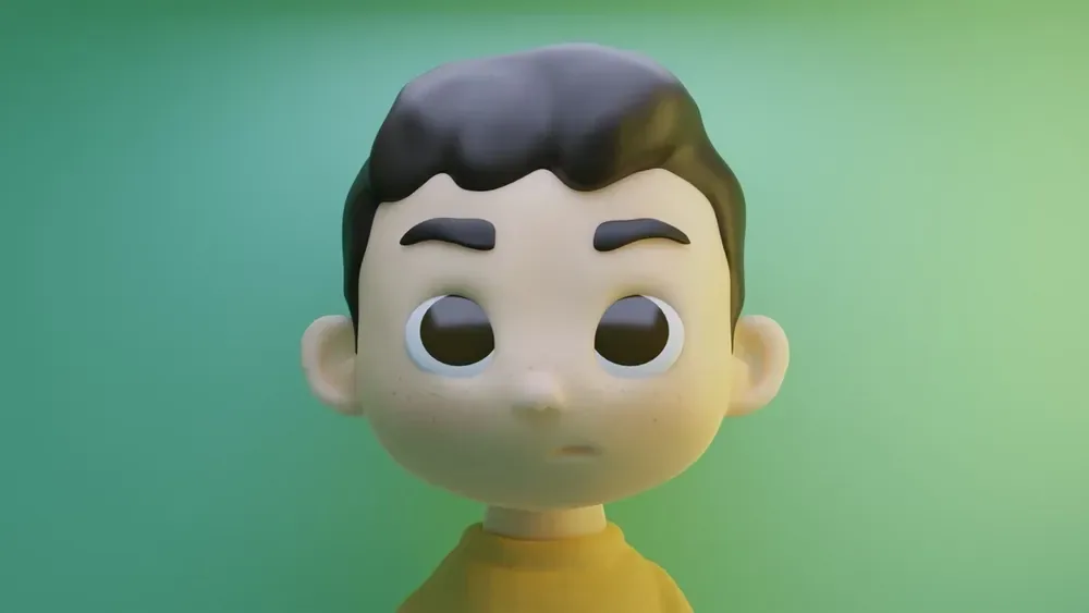 A clay-style 3D self-portrait Jayden modeled in Blender
