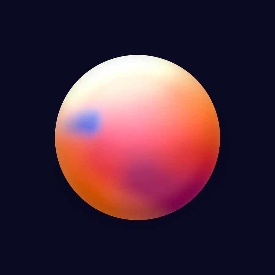 The same orb on the ink ground, where the halo is invisible and the edge reads hard.