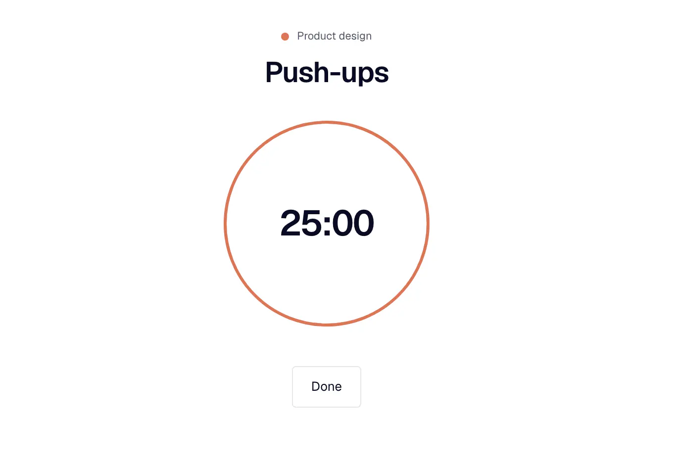 A focus block running in Workspace: the area, the task and a countdown ring.